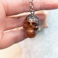 Skull Keychain, Glitter Skull Keyring, Glow in the dark Skull Keychain, resin skull, Halloween Gift