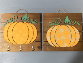 Plaid Pumpkin Fall Decor, Halloween Decor, farm house key hook, wooden fall decor, pumpkin wood sign, wood pallet plaque, Key holder