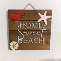 Beach house decor, Sand Dollar, Crab, Starfish, Wall Decor, wood pallet sign, House Warming Present, Coastal Accents, Home Sweet Beach