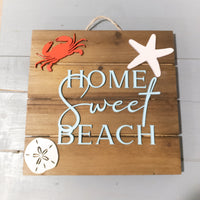 Beach house decor, Sand Dollar, Crab, Starfish, Wall Decor, wood pallet sign, House Warming Present, Coastal Accents, Home Sweet Beach