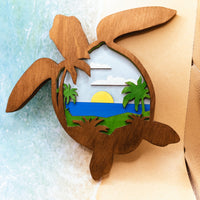 Sea Turtle Wall Decor, Beach House Decor, Coastal Accents, 3D Layered, Sea Life, Turtle Lover's Gift, Wood Wall Art