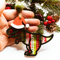 T Rex Ornament, Acrylic Ornament, Dinosaur Christmas Ornament, Laser Cut Ornament, Cute Christmas Dinosaur