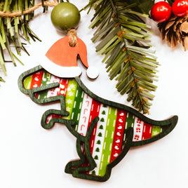 T Rex Ornament, Acrylic Ornament, Dinosaur Christmas Ornament, Laser Cut Ornament, Cute Christmas Dinosaur