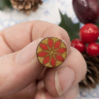 Christmas Earrings, Poinsettia earrings, Winter Stud Earrings, Unisex studs, Holiday Jewelry