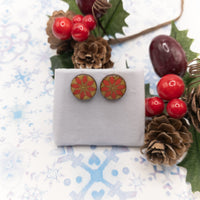 Christmas Earrings, Poinsettia earrings, Winter Stud Earrings, Unisex studs, Holiday Jewelry