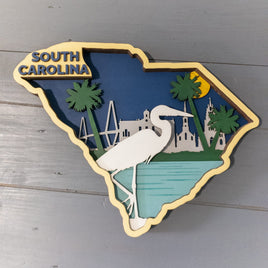 South Carolina Wall Decor, Beach House Decor, Coastal Accents, 3D Layered tropical sign, American States Wood Wall Art
