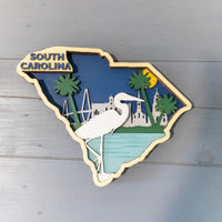 South Carolina Wall Decor, Beach House Decor, Coastal Accents, 3D Layered tropical sign, American States Wood Wall Art