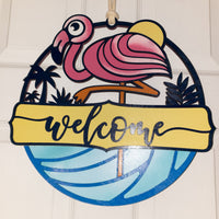 Flamingo Wall Decor, Beach House Decor, Coastal Accents, 3D Layered, Sea Life, vacation rental decor, Wood Wall Art