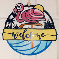 Flamingo Wall Decor, Beach House Decor, Coastal Accents, 3D Layered, Sea Life, vacation rental decor, Wood Wall Art