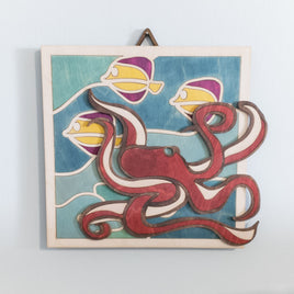 Octopus Wall Hanging, Ocean Wall Art, Nautical Wall Decor, Beach House Decor, Under Sea Life, Coastal Art, Marine Life