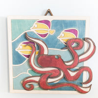 Octopus Wall Hanging, Ocean Wall Art, Nautical Wall Decor, Beach House Decor, Under Sea Life, Coastal Art, Marine Life