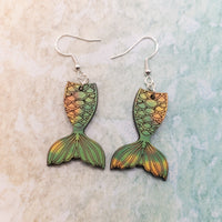 Mermaid Tail Earrings, Ocean themed Jewelry, Sea Nymph Earrings, Siren Jewelry, dangle earrings