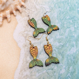 Mermaid Tail Earrings, Ocean themed Jewelry, Sea Nymph Earrings, Siren Jewelry, dangle earrings