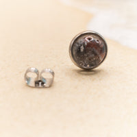 Round dot Post Earrings, Small silver and copper Stud Earrings, Everyday Earring, resin jewelry