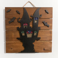 Haunted House wall decor, Glow in the dark decoration, Fall Decor, Halloween Decor, Halloween sign, wooden fall sign, wood pallet plaque