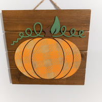 Plaid Pumpkin Fall Decor, Halloween Decor, farm house key hook, wooden fall decor, pumpkin wood sign, wood pallet plaque, Key holder