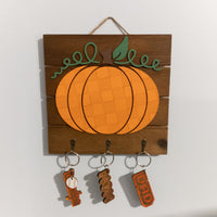 Plaid Pumpkin Fall Decor, Halloween Decor, farm house key hook, wooden fall decor, pumpkin wood sign, wood pallet plaque, Key holder