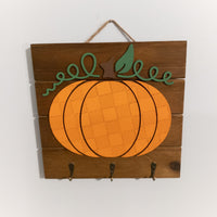 Plaid Pumpkin Fall Decor, Halloween Decor, farm house key hook, wooden fall decor, pumpkin wood sign, wood pallet plaque, Key holder