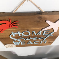 Beach house decor, Sand Dollar, Crab, Starfish, Wall Decor, wood pallet sign, House Warming Present, Coastal Accents, Home Sweet Beach