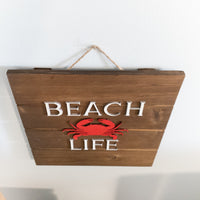 Beach house decor, Beach Life Sign, Crab Wall Decor, wood pallet sign, House Warming Present, Coastal Accents