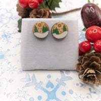 Christmas Earrings, Winter earrings, Pine Tree Stud Earrings, Unisex studs, Holiday Jewelry