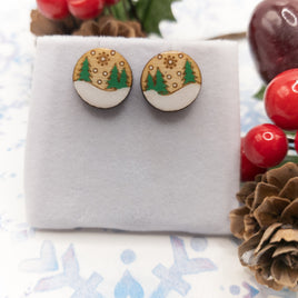 Christmas Earrings, Winter earrings, Pine Tree Stud Earrings, Unisex studs, Holiday Jewelry