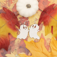 Ghost earrings, Halloween Jewelry, Cute, friendly ghost, Handmade jewelry, Laser Cut wood - Halloween Gift