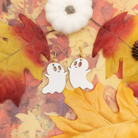 Ghost earrings, Halloween Jewelry, Cute, friendly ghost, Handmade jewelry, Laser Cut wood - Halloween Gift