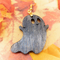 Ghost earrings, Halloween Jewelry, Cute, friendly ghost, Handmade jewelry, Laser Cut wood - Halloween Gift