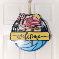 Flamingo Wall Decor, Beach House Decor, Coastal Accents, 3D Layered, Sea Life, vacation rental decor, Wood Wall Art