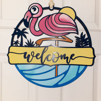 Flamingo Wall Decor, Beach House Decor, Coastal Accents, 3D Layered, Sea Life, vacation rental decor, Wood Wall Art