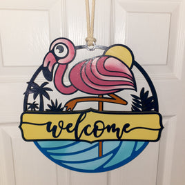 Flamingo Wall Decor, Beach House Decor, Coastal Accents, 3D Layered, Sea Life, vacation rental decor, Wood Wall Art