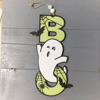 Halloween Ghost door hanger, Pumpkin sign, Boo wall sign, Autumn decoration, Halloween Decor, Fall Decor, Bats, Cobwebs