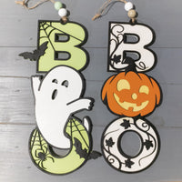 Halloween Ghost door hanger, Pumpkin sign, Boo wall sign, Autumn decoration, Halloween Decor, Fall Decor, Bats, Cobwebs