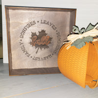 Fall Decorative Tray, Pumpkin Decor, Autumn Leaves, Rustic Farmhouse Serving Tray, Snack Tray, Wooden Engraved Decor