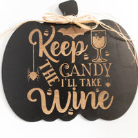 Humorous Adult Halloween Sign, Beer and Wine sign, Trick or Treat sign, Halloween Decor, Halloween decoration