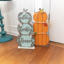 Fall Thankful Grateful Blessed, Fall decor, Standing pumpkin, Pumpkin Trio, Fall Sign, Rustic, Pumpkin Set