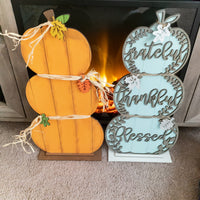 Fall Thankful Grateful Blessed, Fall decor, Standing pumpkin, Pumpkin Trio, Fall Sign, Rustic, Pumpkin Set