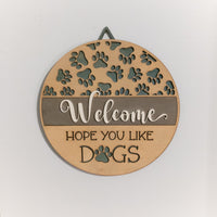 Welcome Sign, Dogs, Paw Prints, Wall Decor, Hanging Sign, Handmade Funny Dog decor