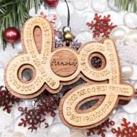 Dog ornament, Personalized name ornament, engraved ornament, Christmas Tree Ornament