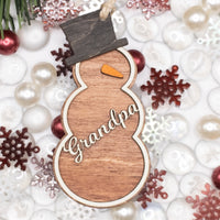 Snowman ornament, Personalized name ornament, Christmas Tree Ornament