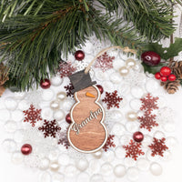 Snowman ornament, Personalized name ornament, Christmas Tree Ornament