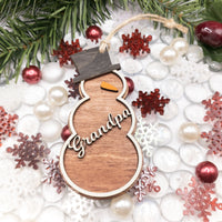 Snowman ornament, Personalized name ornament, Christmas Tree Ornament