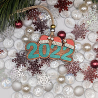 2022 Family ornament, Personalized name ornament, Christmas Tree Ornament, Wooden Custom Ornament, Santa Hats