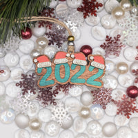 2022 Family ornament, Personalized name ornament, Christmas Tree Ornament, Wooden Custom Ornament, Santa Hats