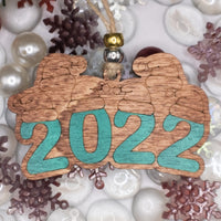 2022 Family ornament, Personalized name ornament, Christmas Tree Ornament, Wooden Custom Ornament, Santa Hats