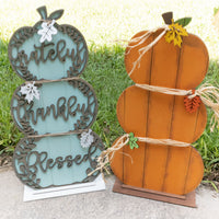 Fall Thankful Grateful Blessed, Fall decor, Standing pumpkin, Pumpkin Trio, Fall Sign, Rustic, Pumpkin Set