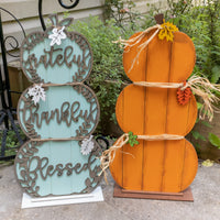 Fall Thankful Grateful Blessed, Fall decor, Standing pumpkin, Pumpkin Trio, Fall Sign, Rustic, Pumpkin Set