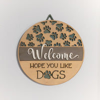 Welcome Sign, Dogs, Paw Prints, Wall Decor, Hanging Sign, Handmade Funny Dog decor