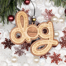 Dog ornament, Personalized name ornament, engraved ornament, Christmas Tree Ornament